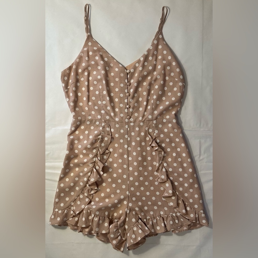 Do Be Polka Dot Ruffle Romper Jumpsuit Size Medium - image 1